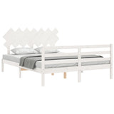 Bed Frame without Mattress White King Size Solid Wood 3195292