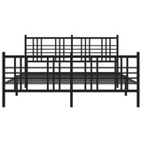 Metal Bed Frame without Mattress with Footboard Black 150x200cm 376344
