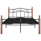 Bed Frame without Mattress Black Metal&Solid Oak Wood 120x200 cm 324906