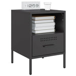 ZNTS Bedside Cabinet Black 36x39x50.5 cm Steel 843054