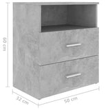 Bed Cabinet Concrete Grey 50x32x60 cm 803280