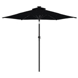 Garden Parasol with LEDs and Steel Pole Black 225x225x212cm 4005072