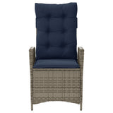 Reclining Garden Chairs 2 pcs with Cushions Grey Poly Rattan 365271