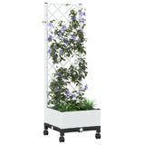Garden Planter with Trellis&Wheels White 40 x 40 x 131.5 cm PP 3422918