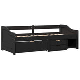 Day Bed with 3 Drawers without Mattress IRUN Black 90x200 cm 3314684
