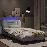 ZNTS Bed Frame with LED Lights White and Black 100x200 cm Faux Leather 3213919