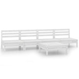 5 Piece Garden Lounge Set White Solid Pinewood 3082488