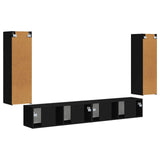 TV Wall Cabinet Set 4 pcs Black Engineered Wood 3408926