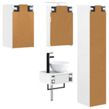 Bathroom Furniture Set 5 pcs White Engineered Wood and Glass 3407239