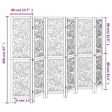 Room Divider 6 Panels White Solid Wood Paulownia 358745
