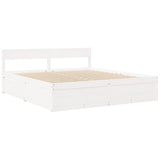 Bed with Drawers and Mattress White 200x200 cm Solid Wood Pine 3281887
