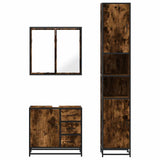 3 Piece Bathroom Furniture Set Smoked Oak Engineered Wood 3301077