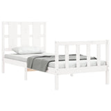 Bed Frame without Mattress White Small Single Solid Wood Pine 3192192