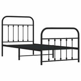 Bed Frame Black Powder-Coated Steel Single Storage Bed Frame 352589