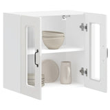 Kitchen Wall Cabinet with Glass Door Kalmar High Gloss White Engineered Wood 853669