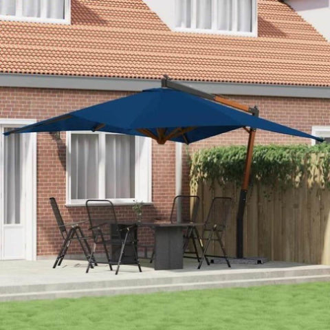 Cantilever Garden Parasol with Wooden Pole 400x300 cm Azure Blue 318435