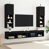 TV Cabinet Set with LED 2 pcs Black Oak 30.5 x 30 x 102 cm 862199