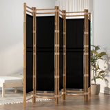 Folding 5-Panel Room Divider 200 cm Bamboo and Canvas 350629