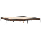 ZNTS Bed Frame Brown Oak 200x200 cm Engineered Wood and Metal 845000