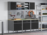 Work Cabinet with Drawer 7 pcs Black Engineered Wood and Steel 3321430