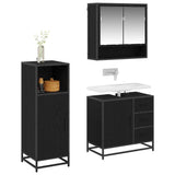 Bathroom Furniture Set 3 pcs Black Oak Engineered Wood 3402473