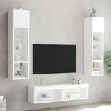 6 Piece TV Wall Units with LED White Engineered Wood 3216622