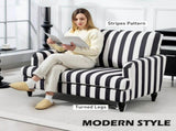 Modern Cuddle Chair, Velvet Single Sofa Armchair with Stripe, Turned Legs and Wide Seat, Upholstered T3398P340994