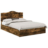 Storage Bed with Drawer Smoked Oak 140 x 200 cm Engineered Wood 3413503