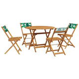 5 Piece Garden Dining Set Leaf Pattern Fabric and Solid Wood 3281776