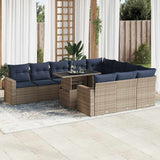 11 Piece Garden Sofa Set with Cushions Grey Poly Rattan Acacia 3326392