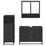 ZNTS 3 Piece Bathroom Furniture Set Black Engineered Wood 3301050
