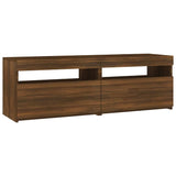 TV Cabinet with LED Lights Brown Oak 120x35x40 cm 815674