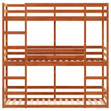 Triple Bunk Bed without Mattress Wax Brown 75x190 cm Small Single Solid Wood Pine 3284262