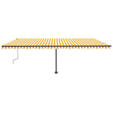 Freestanding Manual Retractable Awning 600x300 cm Yellow/White 3069798
