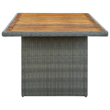 Garden Table Light Grey Poly Rattan and Solid Acacia Wood 313312