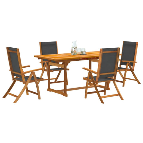 ZNTS 5 Piece Garden Dining Set Solid Wood Acacia and Textilene 3279268