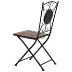 ZNTS 3 Piece Mosaic Bistro Set Ceramic Tile Orange/Grey 279691