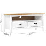 TV Cabinet Hill White 110x40x47 cm Solid Pine Wood 288926