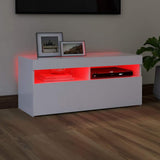 804382 TV Cabinet with LED Lights White 90x35x40 cm
