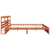 Bed Frame with Headboard Wax Brown 200 x 200 cm Solid Pine Wood 3422771