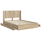 Bed Frame with Storage and Headboard Sonoma Oak 150 x 200 cm 3414015
