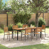 Garden Dining Set 7 pcs Grey and Brown Poly Rattan 3365506