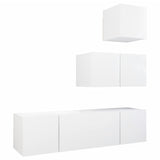 4 Piece TV Cabinet Set White Engineered Wood 3078734