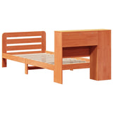 ZNTS Bed Frame without Mattress Wax Brown 75x190 cm Small Single Solid Wood Pine 3309910