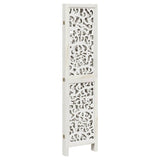 Room Divider 4 Panels White Solid Wood Paulownia 358737