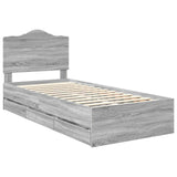 Bed Frame with Drawer Grey Sonoma 90 x 190 cm Engineer Wood 3413462