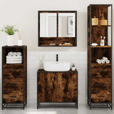 ZNTS 4 Piece Bathroom Furniture Set Smoked Oak Engineered Wood 3301277