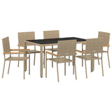 Garden Dining Set 7 pcs Beige Poly Rattan 3365395