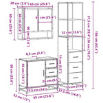 ZNTS 3 Piece Bathroom Furniture Set Sonoma Oak Engineered Wood 3301166