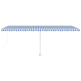 Manual Retractable Awning with LED 600x300 cm Blue and White 3069601